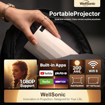 WellSonic 4.05" X8 Max 1280 x 720 200 ANSI Lumens LED Projector