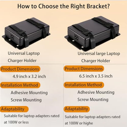 JinLunar Adjustable Underdesk Laptop Charger Holder, Metal Mount, Black