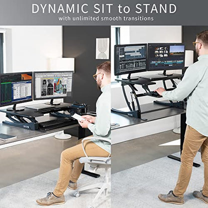 VIVO 36" DESK-V000V Alloy Steel Dual Tier Height Adjustable Computer Desk Workstation