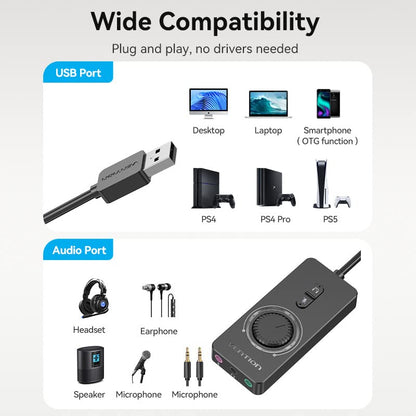 VENTION USB Sound Card 5059821084558 Stereo 48kHz 2.0 External Audio Adapter
