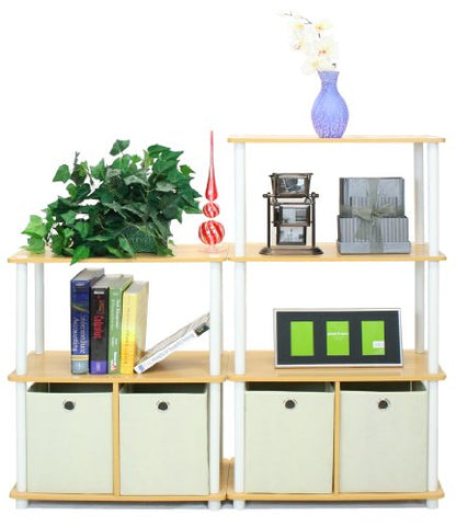 Furinno 3-Tier 99152BE/WH/IV Multipurpose Storage Rack Shelving Unit Beech Finish