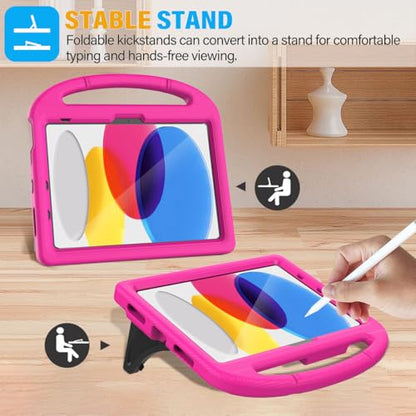 SUPLIK 11-Inch Kids Case for iPad A16 2025/10th Gen, Hybrid Pink Shell, Light Weight