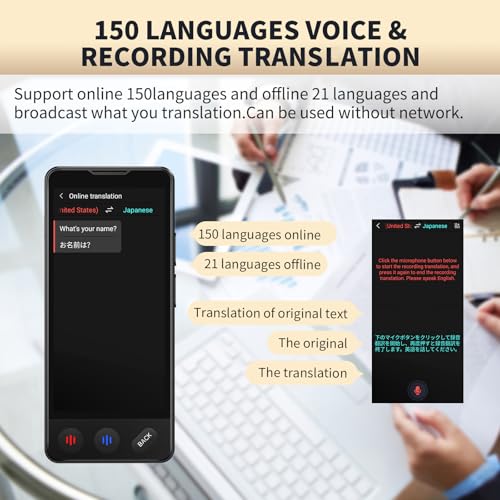 FICALLO Language Translator Device 5.75x3.43x1.65 inches 4.2 ounces