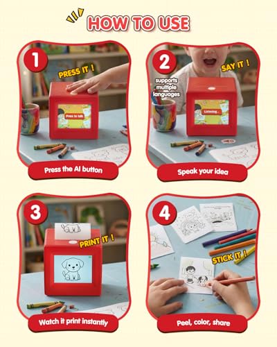 Behcp 3.5" x 3.7" x 3.2" AI Voice Sticker Printer 600x600 Monochrome
