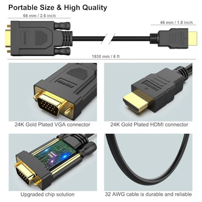 BENFEI 6 Feet HDMI to VGA Cable Model 000181black Resolution 1920x1080 Refresh Rate 60Hz