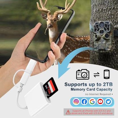 DCNETWORK SD Card Reader Dual Connector 2 Slot USB Type C Lightning Compact White