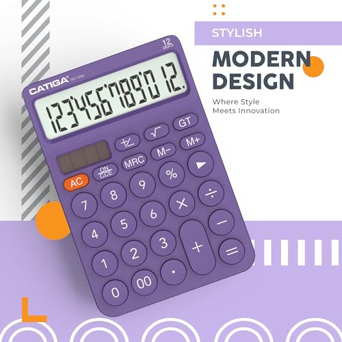 CATIGA 12 Digit Desktop Calculator SD-1292 LCD Display Plastic Purple