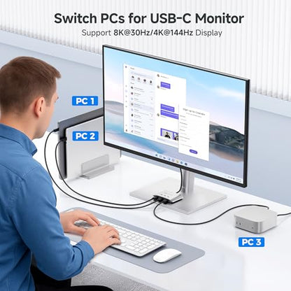 Cable Matters 201343 5A 28V Normally Open USB-C Solid-State KVM Switch Remote Control 3-way Tabletop Circuit
