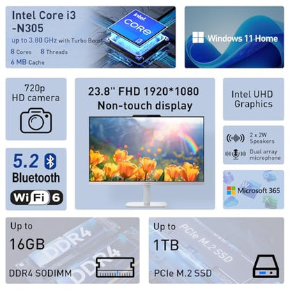 Lenovo 24" A100 Core i3 N305 1080p 60Hz Integrated Desktop
