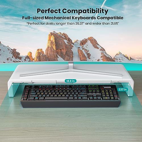 Klearlook 1 Count KLMSTANDW Adjustable Monitor Stand Riser