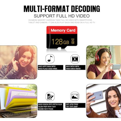 ESHAKHARE 128GB Micro TF Memory Card C10/U1/UHS-I/A1 Red 128GB*2