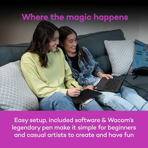 Wacom Intuos Small CTL4100 Graphics Tablet, 4096 Levels, USB-A, Without Bluetooth, Black