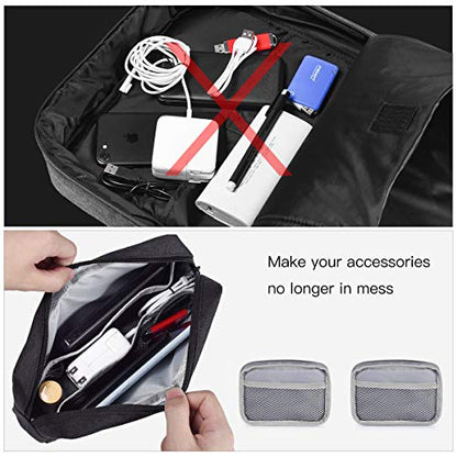 imComor Small & Large Portable Accessories Organizer Case, Black, 2 Count