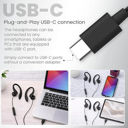 Philips SHS33305 Wired Earbuds USB-C Plug 15mm Dynamic Driver 100dB Sensitivity On-Ear