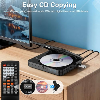 Homlab Mini DVD Player 1080P - HDMI, USB 2.0, Anti-Shock, Multi-Format Playback