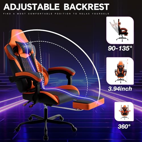 WOTSTA 5 Ergonomic Adjustable Chair Indoor Use 300 Pounds Black Orange