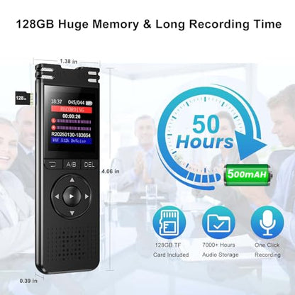 arungo 128GB ZD70 1.44 Inches Digital Voice Recorder Dictaphone Device