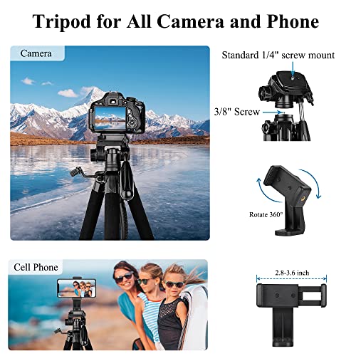 Victiv 74 Inches NT70 Black Camera Tripod Compatible with DSLR and Smartphones