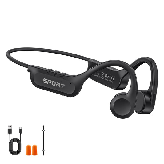 Yorlu X18 Open Ear Bone Conduction Headphones Wireless Bluetooth 5.4, 10 Hours Battery Life, Matte Black