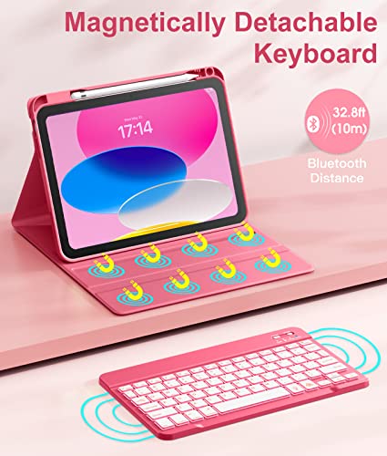 Hamile iPad 10th Generation 10.9 inch A2696/A2757/A2777, iPad 11th Generation 11 inch A3354/A3355/A3356, Magnetic Wireless Keyboard Case
