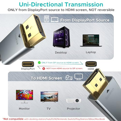 WARRKY 6 Feet WARRKY-AV-DH11 4K 30Hz DisplayPort to HDMI Cable