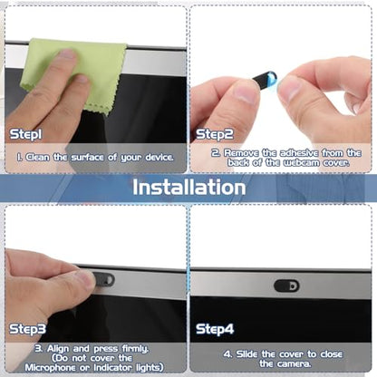 JJUNW 50 Pcs Webcam Cover Slide, 0.023 Inch Ultra-Thin, Universal, Black