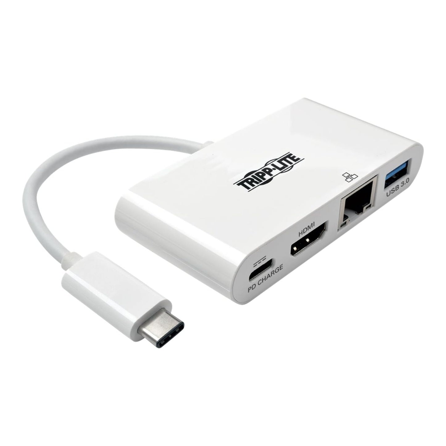 Tripp Lite USB-C Multiport Video Adapter Converter, HDMI 1080p, USB-A 3.2 Gen 1, USB-C PD, Gigabit Ethernet, 4 Ports, Model U444-06N-HGU-C