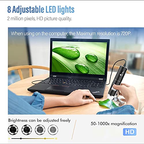 SKYBASIC 50X-1000X RM Handheld Digital Microscope, LED, 5V, Black