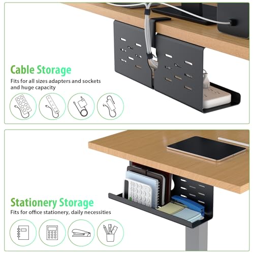KEEGH 16" L x 4.5" W x 6" H Desk Cable Management Tray, Mounting Options, Black