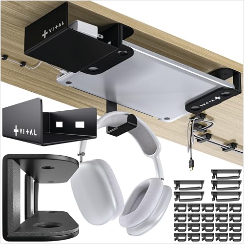 VI+AL 6x2x2 Carbon Steel Under Desk Laptop Mount - Mat Black - B0CK1H6M9M