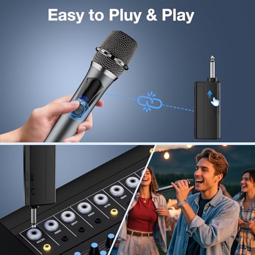 oxxyeeKS Wireless Microphone System Dual Handheld 2.4GHz Receiver HD30