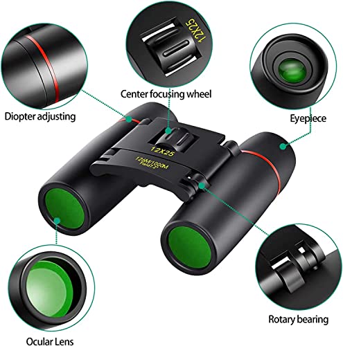 POLDR 12X25 Compact Binoculars 12x Magnification 25mm Objective Lens Waterproof
