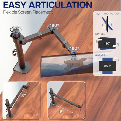 VIVO 13-38 Inch Monitor Arm Mount STAND-V001 Tabletop Black