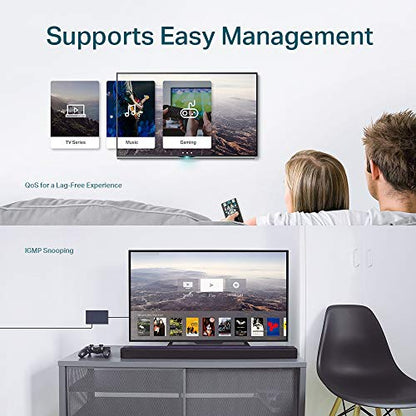 TP-Link TL-SG105E 5-Port Gigabit Ethernet Switch, Desktop, Black, Network Management Interface