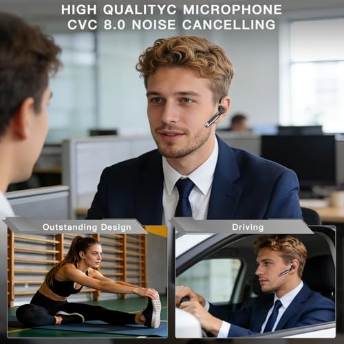 Boytond Wireless Single-Ear Headset 520-2-C Bluetooth 6.1 Wireless Earpiece with Noise Cancellation