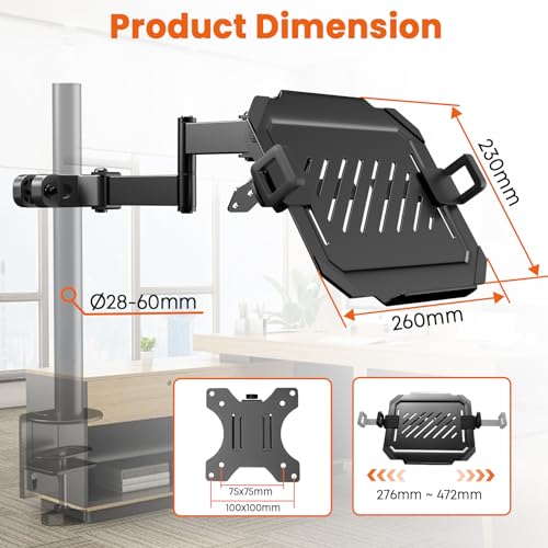 PUTORSEN EMLDA35-1 Laptop Pole Mount - 12-18 Inch Support, Alloy Steel Construction, Black