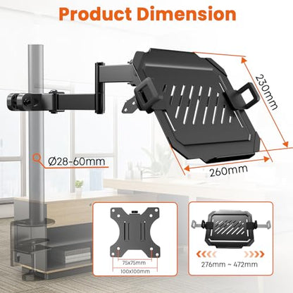 PUTORSEN EMLDA35-1 Laptop Pole Mount - 12-18 Inch Support, Alloy Steel Construction, Black