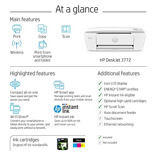 HP DeskJet 3772 T8W88A 4800 x 1200 Color Inkjet All-in-One Printer