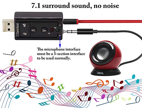 zdyCGTime 2.28"L x 0.98"W x 0.55"H 682559181180 7.1-Channel Stereo Virtual External USB Audio Adapter