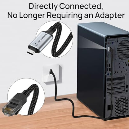 Dutevolns 3.3FT NW0002-1M-S RJ45 USB Type-C Ethernet Cable, Cat 6, Male-to-Male, Data Transfer Rate 1000Mbps