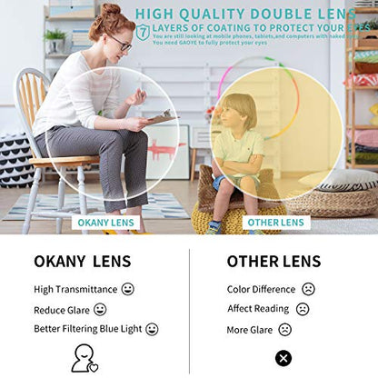 Okany 3 Count AUS903H&Blue&T Blue Light Blocking Glasses for Kids