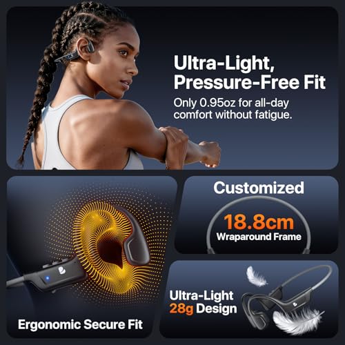 Bayhanc Open Ear Wireless Headphones T06 Bluetooth 5.4 10 Hours Battery Life 16mm Audio Driver