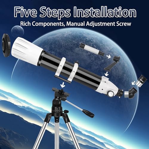 Hawkko 90mm Telescope Model 100900-001 Altazimuth Mount Manual Focus Multi-Coated 270X