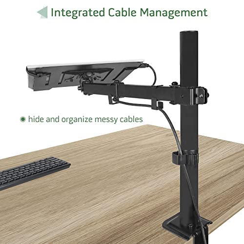 UPGRAVITY Adjustable Laptop Mount Model 756166874022, Single Arm, Clamp/Grommet Mounting, Up to 32inch Monitors or 17inch Notebooks, Supports 17.6lbs
