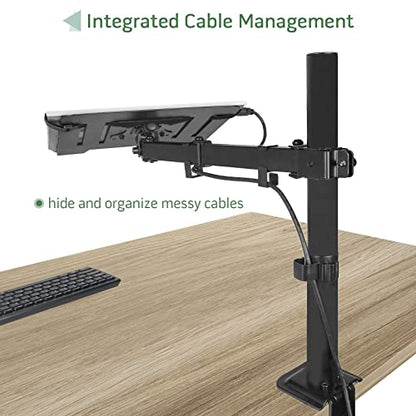 UPGRAVITY Adjustable Laptop Mount Model 756166874022, Single Arm, Clamp/Grommet Mounting, Up to 32inch Monitors or 17inch Notebooks, Supports 17.6lbs