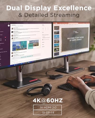 Lenovo USB-C Dual Display Travel Dock 40B90000US 7 Ports USB Type C 4K HDMI