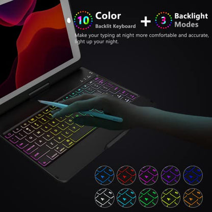 MMK 9.7" Case with Keyboard for iPad 5th Gen (A1822 A1823), iPad 6th Gen (A1954 A1893), iPad Air (A1474 A1475 A1476, A1566 A1567), iPad Pro (A1673 A1674 A1675) - Bluetooth, QWERTY, Backlit