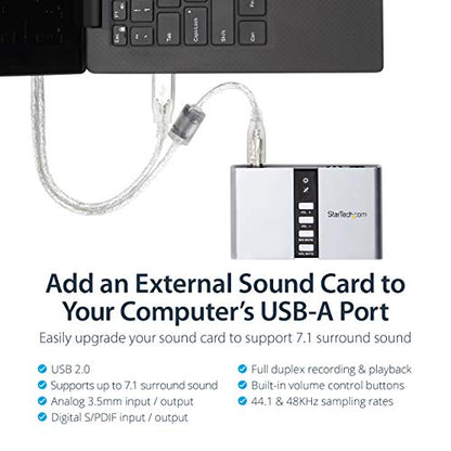 StarTech.com 7.1 USB External Sound Card ICUSBAUDIO7D