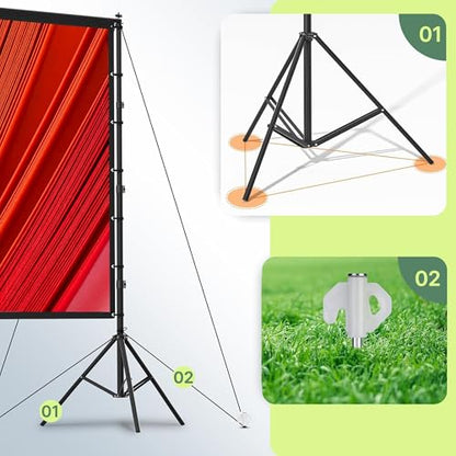 AAJK 150 inch-pro Projection Screen 4K HD Matte Manual Freestanding Polyester