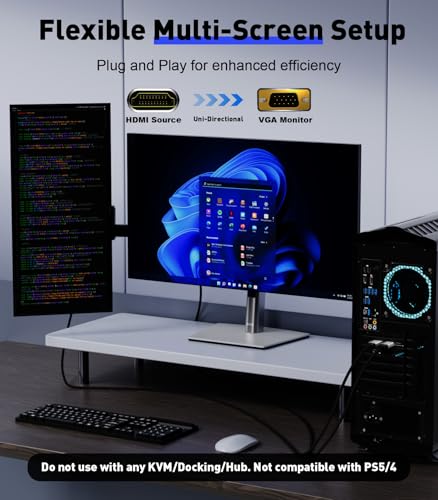 SWITCHFLUX 6 Feet HDMI to VGA Adapter Cable - 1080P@60Hz Resolution
